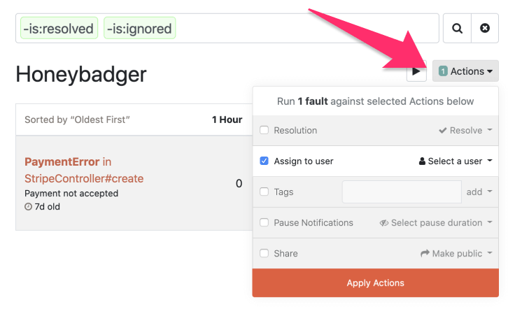 Image of actions drop-down