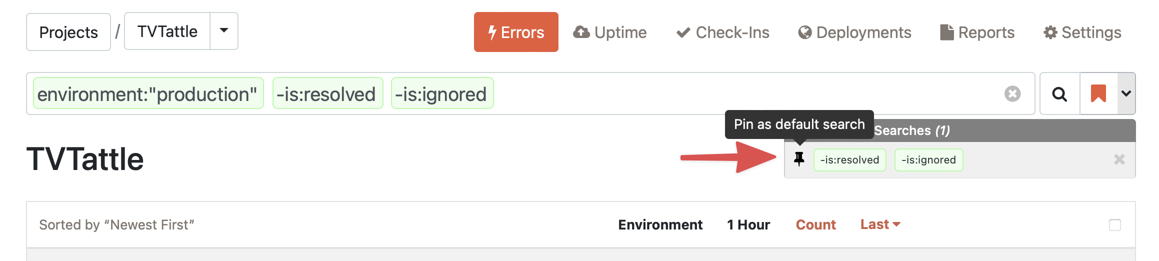 Image of saving and pinning a search
