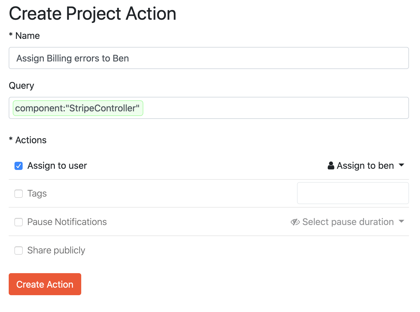 Basic Project Actions Setup