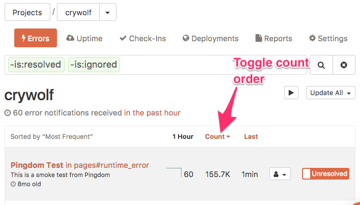 Image of sort by count button
